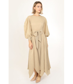 Jasper Bowtie Waist Pleats Maxi Dress