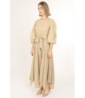 Jasper Bowtie Waist Pleats Maxi Dress