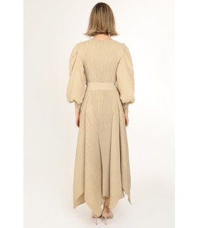 Jasper Bowtie Waist Pleats Maxi Dress