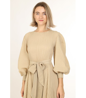 Jasper Bowtie Waist Pleats Maxi Dress