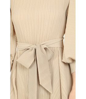 Vestido largo Jasper con pliegues en la cintura y lazo