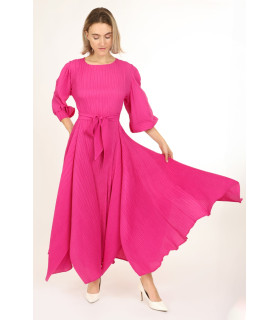 Vestido largo Jasper con pliegues en la cintura y lazo