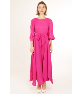Vestido largo Jasper con pliegues en la cintura y lazo