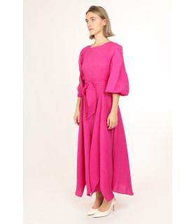 Vestido largo Jasper con pliegues en la cintura y lazo