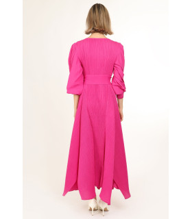 Vestido largo Jasper con pliegues en la cintura y lazo