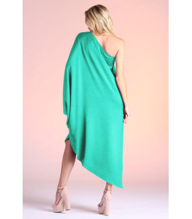 One-shoulder satin crepe dress