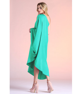 One-shoulder satin crepe dress
