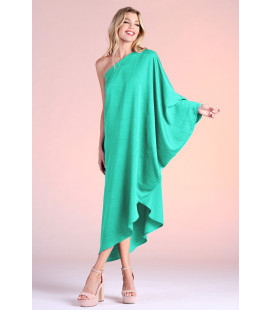 One-shoulder satin crepe dress
