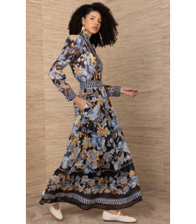 Floral linen organza suit