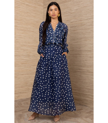 Linen and silk organza suit with polka dots