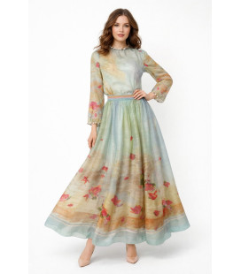 Pastel floral organza dress