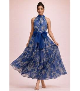 Sleeveless flared dress with layers