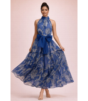 Sleeveless flared dress with layers