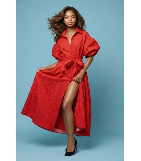 Textured dress with front buttons