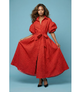 Textured dress with front buttons