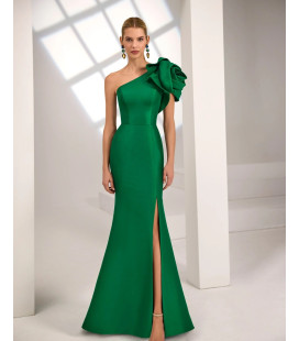 Vestido de un solo hombro con flor grande