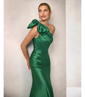 One-shoulder dress with overskirt