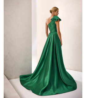 One-shoulder dress with overskirt