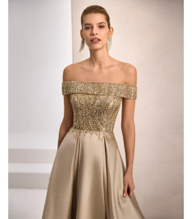 A-line dress, off-the-shoulder style, and sequined blouse.