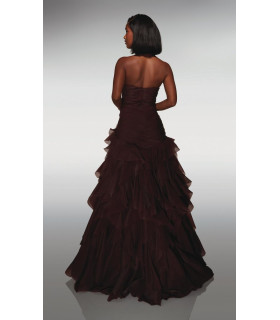 Strapless mermaid dress in organza and ruffles