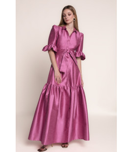 Shirt dress with a bow at the waist