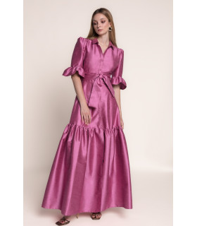 Shirt dress with a bow at the waist