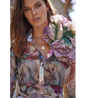 Floral print set in mauve tones with 3D flower