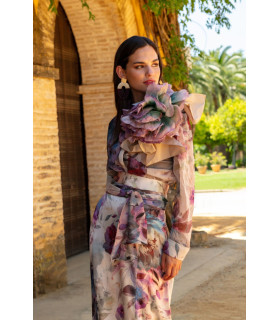 Floral print set in mauve tones with 3D flower