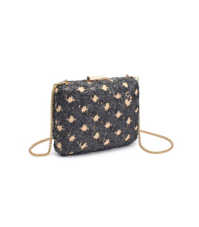 Handbag with woven design and floral print