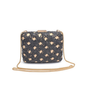 Bolso de mano con diseño tejido y estampado floral