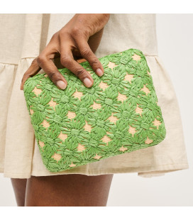 Bolso de mano con diseño tejido y estampado floral