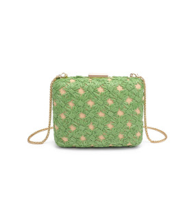 Bolso de mano con diseño tejido y estampado floral