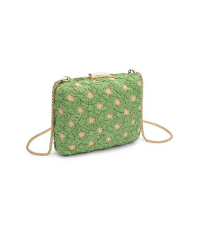 Bolso de mano con diseño tejido y estampado floral
