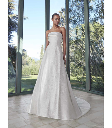 Strapless A-line dress in mikado