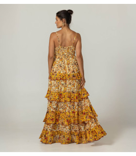 Floral print sundress in warm tones