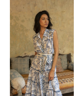 Vestido sin mangas con estampado animal y escote en V