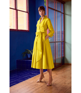 Shirt-style midi dress made of taffeta