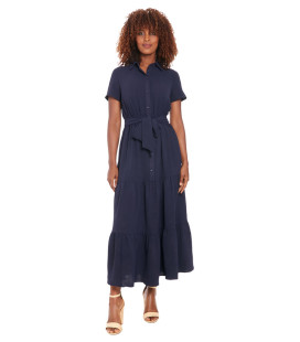 Vestido camisero largo y acampanado