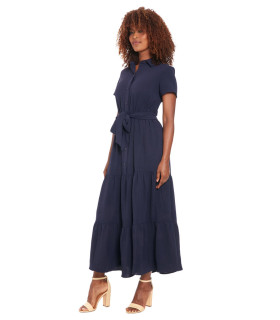 Vestido camisero largo y acampanado