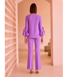 Blouse and pants set with ruffled sleeves