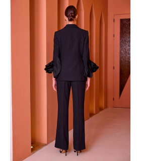 Jacket and trousers set with ruffled sleeves