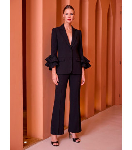 Jacket and trousers set with ruffled sleeves