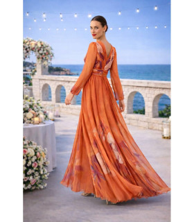 Vestido estampado floral de manga larga