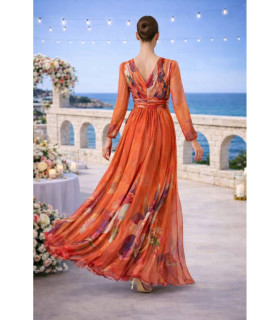 Vestido estampado floral de manga larga