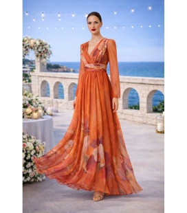 Vestido estampado floral de manga larga
