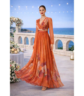 Vestido estampado floral de manga larga