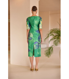 Mikado dress with large floral print