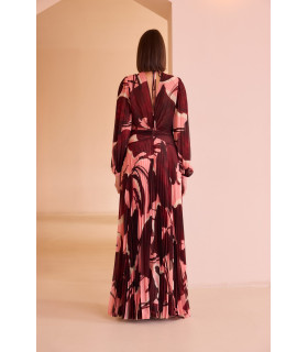 Vestido plisado de manga larga
