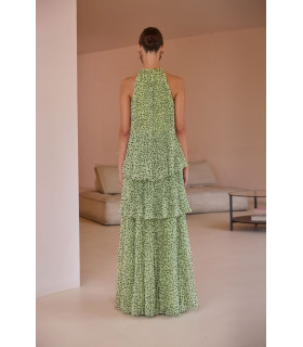 Vestido plisado de tres capas