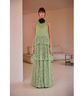 Vestido plisado de tres capas